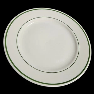Piatto ristorante Buffalo China Green Band 9 pollici USA vintage merce da pranzo - Foto 1 di 4