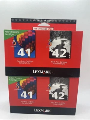 Two Genuine Lexmark Inkjet Ink 41 / 42 Cartridge Combo Pack New SEALED - Image 1 of 4