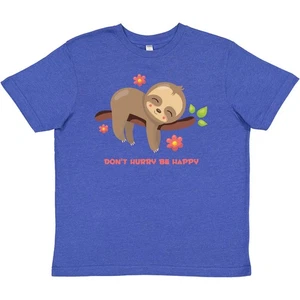 Inktastic Don't Hurry Sloth Youth T-Shirt Be Happy Cute Funny Lazy Relax Sleepy - Picture 1 of 2