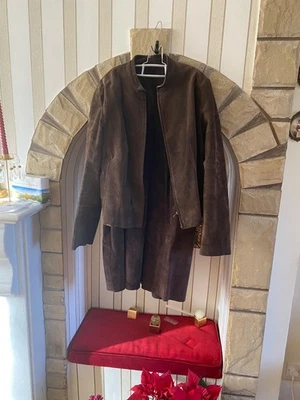 suede suit jacket and skirt - Image 1 of 2