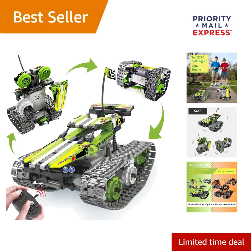 Remote Control Car RC TRACKED Racer Building Blocks Set Kit Educational Stem Toy