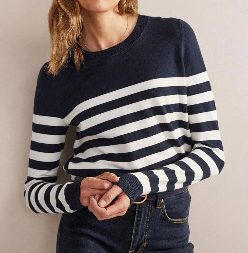 Boden Catriona Stripe Sweater Women’s XL Cotton Blend Navy Coastal Boat Sea - Image 1 of 4