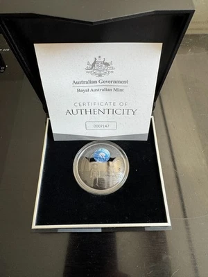 2019 RAM $5 50th Moon Landing Silver Nickel Plated Colour Domed Proof Coin - Image 1 of 3