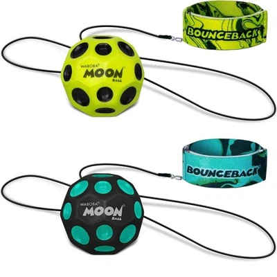 Waboba Moon Ball Rebote con Correa de Muñeca Ajustable Amarillo/Turquesa
