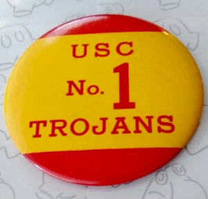 Vintage USC No. 1 Trojans #1 Button Pinback Lapel Pin 3.5" - Picture 1 of 2
