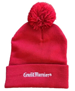 Sombrero Grand Marnier Gorro Pom Gorra de Esquí Rojo con Bordado Blanco Deletreado - Imagen 1 de 5