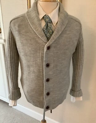 Suéter 7 Diamantes, Talla Grande, Gris, Cuello Chal, Botón y Cremallera, Mezcla de Lana Foto 1 de 4