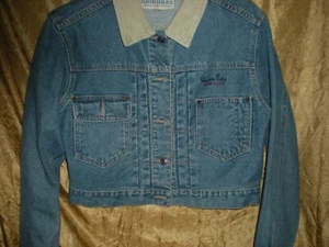 UNION BAY Brand WOMENS Distressed Short DENIM JACKET CORDUROY COLLAR Sz M - Picture 1 of 10