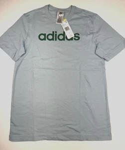 Adidas Para Hombre Cuello Redondo Manga Corta Camiseta Gráfica Azul Claro Verde Logo Pequeño - Imagen 1 de 5