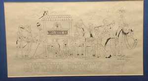 Original MC Tin Star Cartoon Earl Miles City Cowtown Roundup 1997 Wally Badgett - Bild 1 von 14