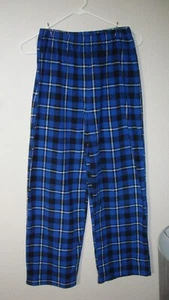 Cuddl Duds Blue Black & White Plaid Winter Fleece Soft Pajama Pants Boys 14/16 - Picture 1 of 11