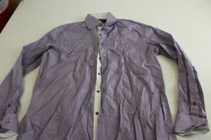Domani Purple  Check LONG SLEEVE SHIRT Large L 16.5 x 34/35  - Picture 1 of 5