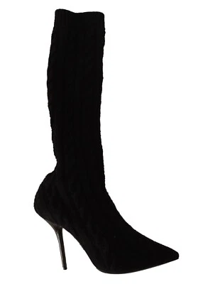 Dolce & Gabbana Zapatos Negro Elástico Calcetines hasta la Rodilla Botines EU38 - Imagen 1 de 4