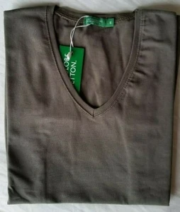 WOMEN'S BENETTON V-NECK TOP GREEN - S - NEW WITH TAG - Picture 1 of 6
