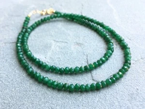 Collana girocollo uomo donna perle pietre preziose sfaccettate giada smeraldo tondo 4-5 mm 20" - Foto 1 di 12