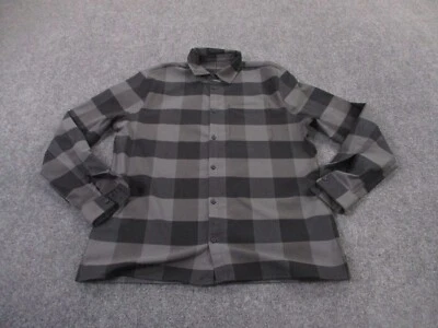 Lululemon 衬衫男式 XL 灰色格子法兰绒商务经典户外弹力成人 — 第 1/4 张图片