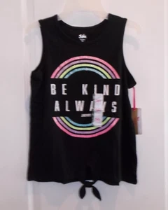 Justice Girls Size XL 16-18 Black Sparkly Rainbow Tank Top - Picture 1 of 3