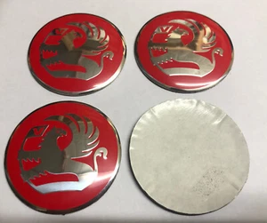 4x Sticker Vauxhall Wheel Centre Cap Hub 3D Logo 56mm Red / Silver Stickers - Picture 1 of 2