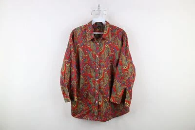 Vintage 90s Ralph Lauren Womens 1X Faded Rainbow Paisley Collared Button Shirt - Image 1 of 4