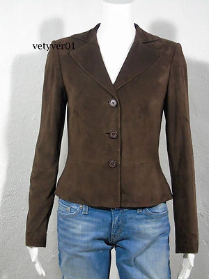 Новый с Ярлыками RALPH LAUREN кожи/замши Custom-Fit Blazer/куртка табака коричневый размер 4 - Изображение 1 из 4