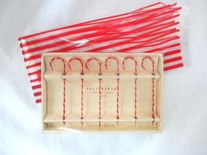 POTTERY BARN 6er Set Zuckerstange Glas rot Wirbel Picks Ornamente 4" Weihnachten - Bild 1 von 3