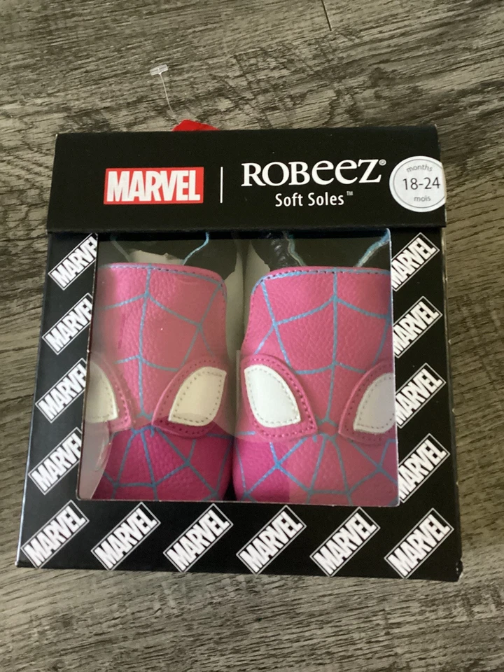 NUEVO RARO Zapatos de Bebé Robeez Marvel Spiderman/Spiderwoman Suela Suave 18~24 Meses Foto 1 de 1