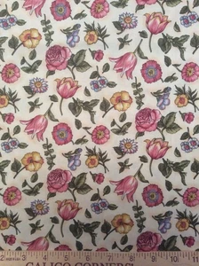 Floral on Pale Yellow, 1/4 yard, 8” x 44”, Cotton - Picture 1 of 1