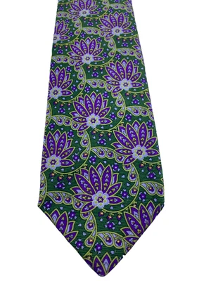 ROBERT TALBOTT Best of Class Silk Tie Designer Geometric Grn/Purp/Gold EUC #0042 - Image 1 of 4