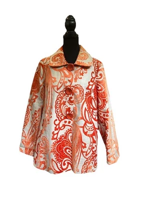 Abrigo Mujer 3 Hermanas Tostado con Estampado Terciopelo Naranja Talla L Excelente Estado Foto 1 de 4