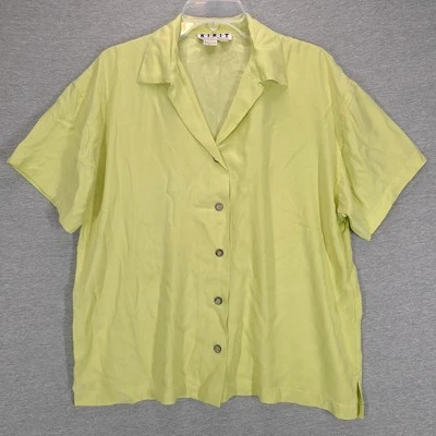 Camisa Kikit Maurice Pequeña Verde 100% Seda Manga Corta Cuadrada Gran Tamaño Años 90 Foto 1 de 4