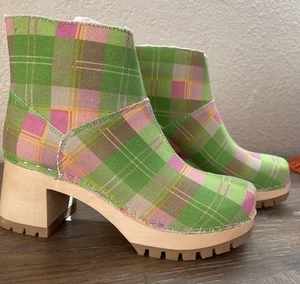Schwedische Hasbeens genähte Slipper Booties Größe 38 kariert mehrfarbig. - Bild 1 von 5