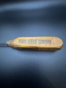Mango de madera publicitario vintage Peoria Service Co. Ice Pick. Teléfono de 5 dígitos. (B4) - Imagen 1 de 10