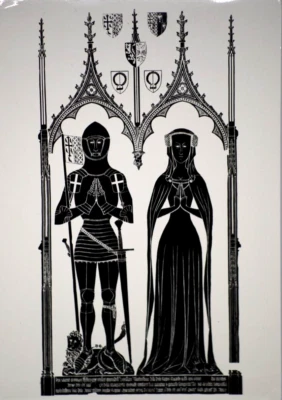 Postcard Sir Simon Felbrygge and his wife Margaret 1416 Brass Rubbing Norfolk - Image 1 of 4