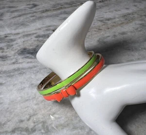 kate spade New York & J Crew Gold Tone Bow Bangle Bracelets, Enameled, 8.5” (2) - Picture 1 of 8