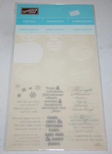 Stampin Up Retired MERRY & BRIGHT RUB-ONS 2 Partial Sheets Christmas RARE HTF - Picture 1 of 1
