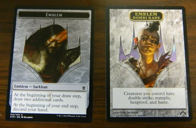 MTG Gatecrash & Khans of Tarkir Domri Rade & Sarkhan Emblems Excellent - NM Cond - Image 1 of 2