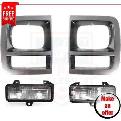 Puertas de faros, kit de luces de estacionamiento 4 piezas izquierda derecha para base GMC P3500 1992-1996 Foto 1 de 4