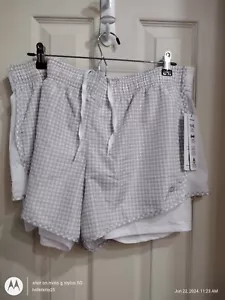 RBX Shorts Women XL Gray Plaid High Rise Pull On Hot Pants Elastic Waist Casual - Picture 1 of 5