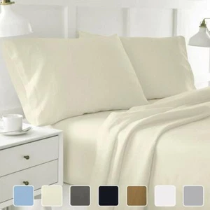4-Piece Hotel Luxury Bed Sheets Wrinkle Free Solid Microfiber Soft Deep Pocket - Picture 1 of 7