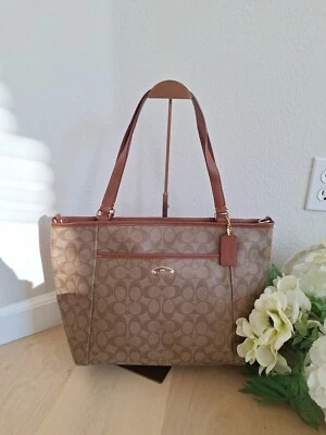 NWT Coach khaki/saddle Peyton tote F33998 - Image 1 of 4