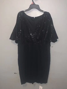 EVILD Women Plus Size Sequin Bodycon Dress V Neck Porm Mini Dress Short Sleeve G - Picture 1 of 3