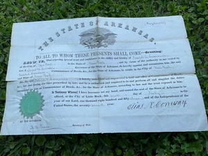 GOVERNOR ELAIS N CONWAY JULY 1853 SGN APPOINTMENT OF COMMISSIONER OF DEEDS SEAL - Picture 1 of 12