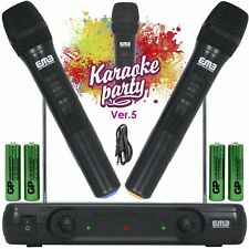 Wireless Microphone Dual Handheld 2 x Mic Cordless Receiver for Church / Karaoke