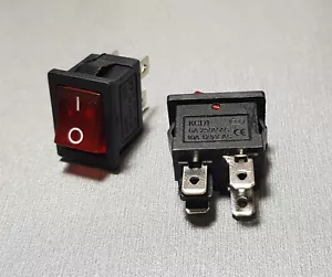 KCD1-104 DPST Red Illuminated Rocker Switch 6A 250V Pack of 2 - Picture 1 of 1