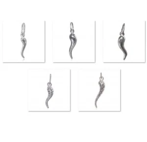 Good Luck Horn Charm Pendant 925 Sterling Silver Lucky - Choose your size - Picture 1 of 23