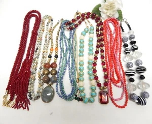 GLASS, STONE & CRYSTAL BEAD NECKLACE LOT - VINTAGE TO NOW FASHION JEWELRY - Picture 1 of 3