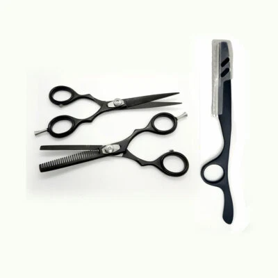 Friseur 3er Kit Haarscheren Schwarz Modilierschere Feather Messer Thinning Razor - Bild 1 von 4