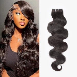 Body Wave 100g Bundle Human Hair 16A Brazilian 16 Inch Natural Black Color #1B - Picture 1 of 7