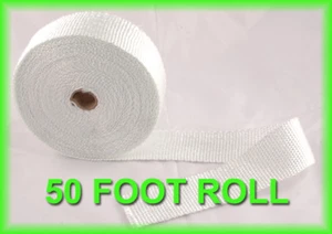 Exhaust Pipe Heat Header Wrap Insulation Thermal Tape Roll 2" X 50 feet White - Picture 1 of 1