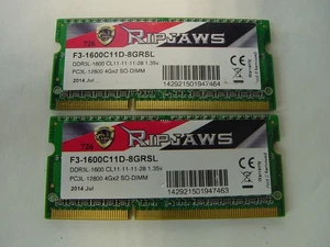 G.SKILL RIPJAWS - F3-1600C11D-8GRSL DDR3L-1600 1.35V PC3L-12800 4GBX2 SO-DIMM - Picture 1 of 4